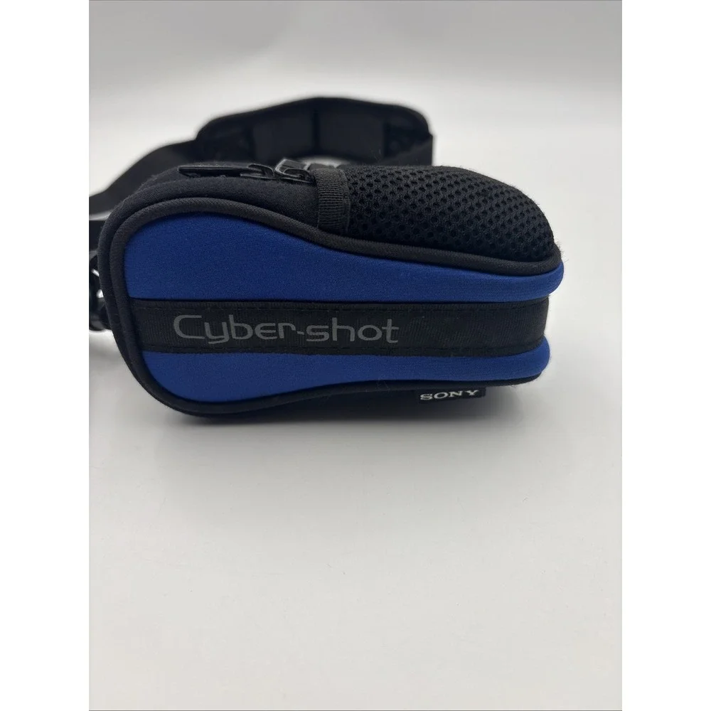 Sony Cyber-Shot Camera Case Pouch Blue Black Soft Padded Bag with Strap